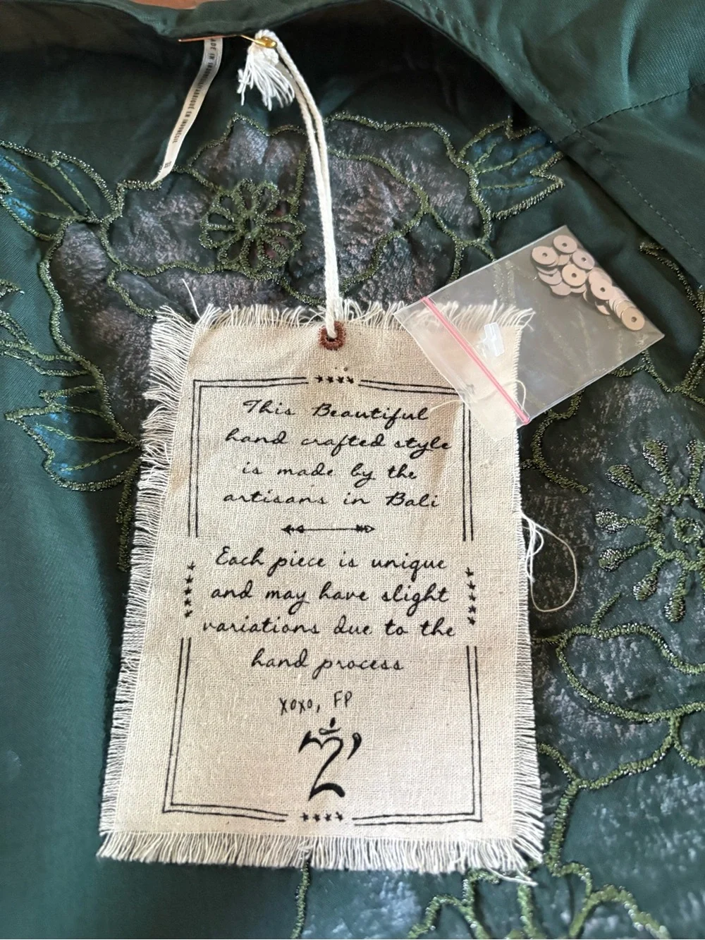 Free People Dark Green Sequined Kimono